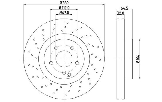 Disco de freno 8DD 355 127-951 Hella