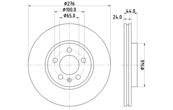 Disco de freno 8DD 355 132-891 Hella