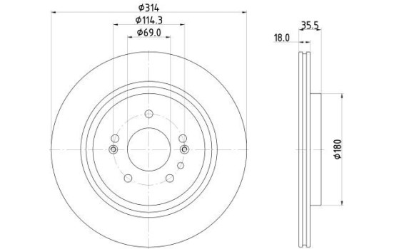 Disco de freno 8DD 355 135-221 Hella