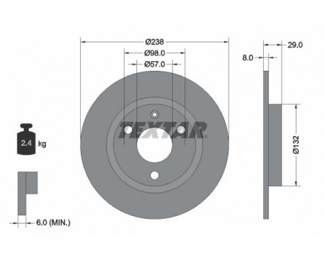 Disco de freno 92038500 Textar