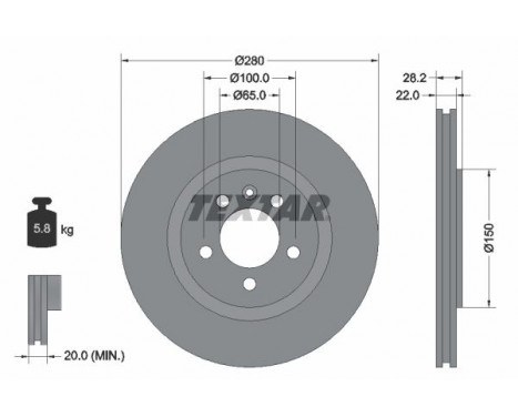Disco de freno 92057100 Textar