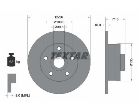 Disco de freno 92057200 Textar