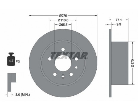 Disco de freno 92066300 Textar