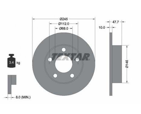 Disco de freno 92088503 Textar