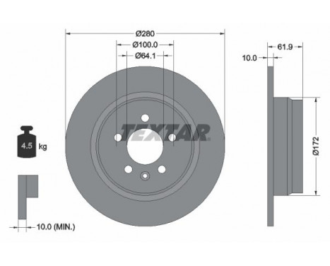 Disco de freno 92103500 Textar
