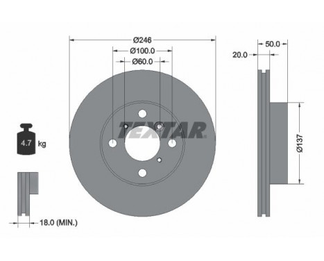 Disco de freno 92104500 Textar