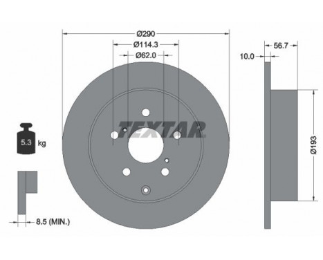 Disco de freno 92164803 Textar