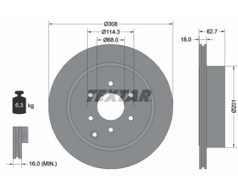 Disco de freno 92181603 Textar