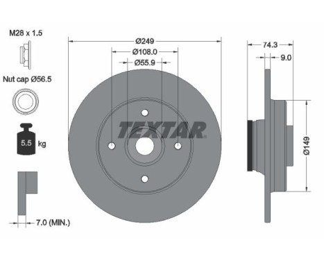 Disco de freno 92194103 Textar