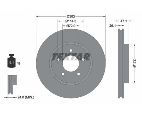 Disco de freno 92197703 Textar