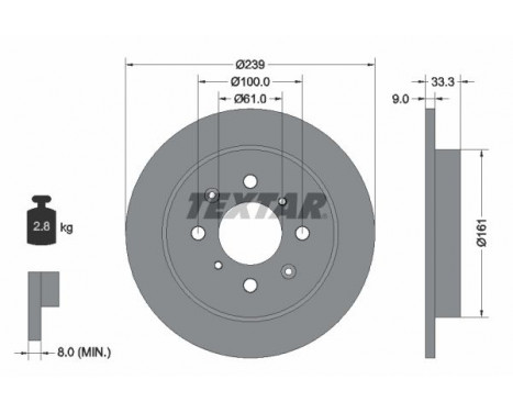 Disco de freno 92204000 Textar