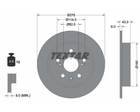 Disco de freno 92225303 Textar