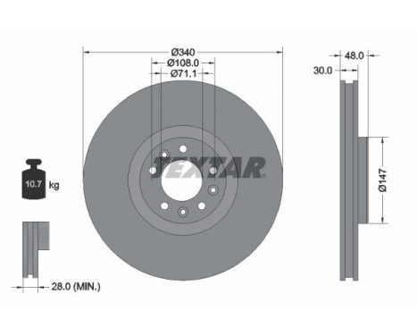 Disco de freno 92256003 Textar
