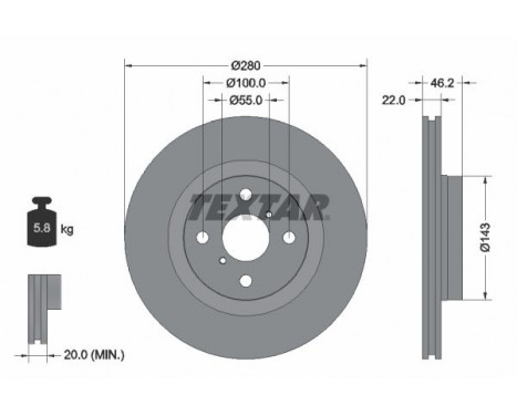 Disco de freno 92287603 Textar