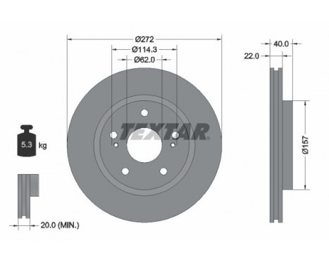Disco de freno 92289403 Textar
