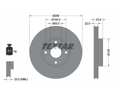 Disco de freno 92300903 Textar
