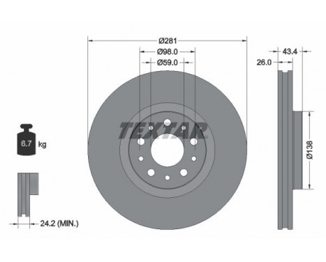 Disco de freno 92304803 Textar