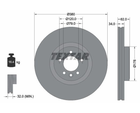 Disco de freno 92316405 Textar