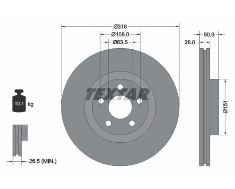 Disco de freno 92317203 Textar