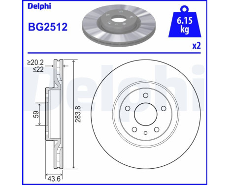 Disco de freno BG2512 Delphi