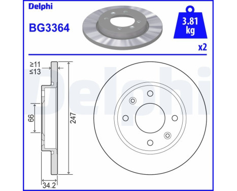 Disco de freno BG3364 Delphi