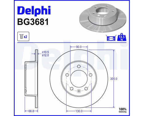 Disco de freno BG3681 Delphi