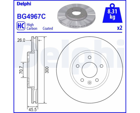 Disco de freno BG4967C Delphi