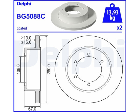 Disco de freno BG5088C Delphi