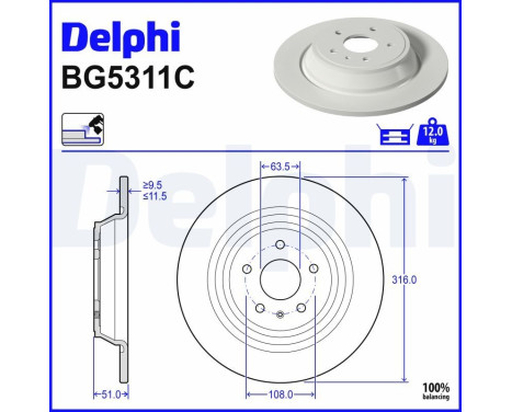 Disco de freno BG5311C Delphi