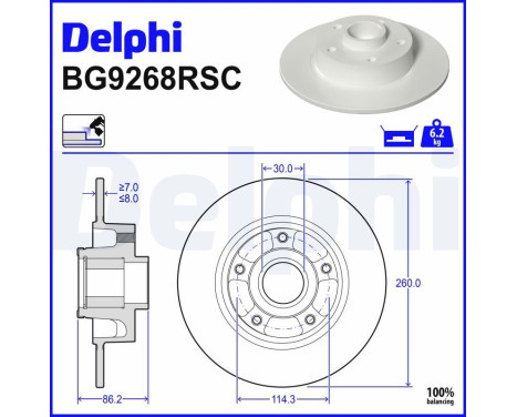Disco de freno BG9268RSC Delphi