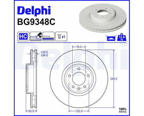 Disco de freno BG9348C Delphi