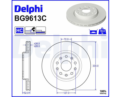 Disco de freno BG9613C Delphi