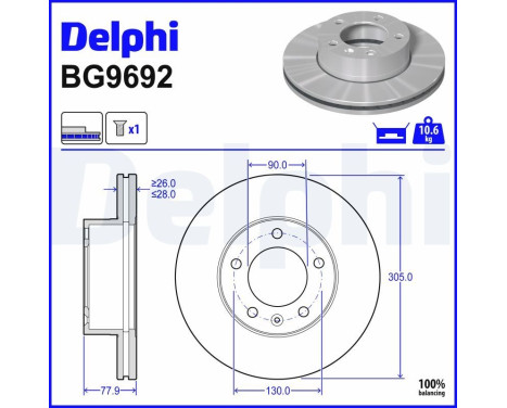Disco de freno BG9692 Delphi