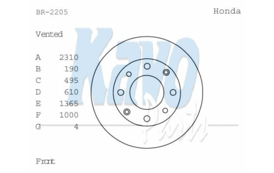 Disco de freno BR-2205 Kavo parts, Imagen 2