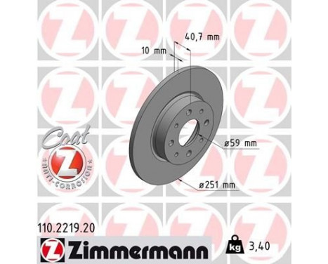 Disco de freno Coat Z 110.2219.20 Zimmermann