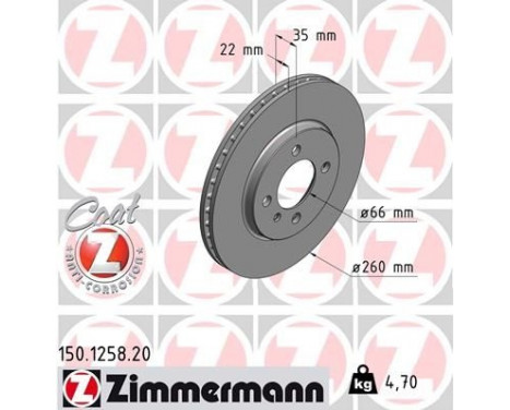 Disco de freno Coat Z 150.1258.20 Zimmermann