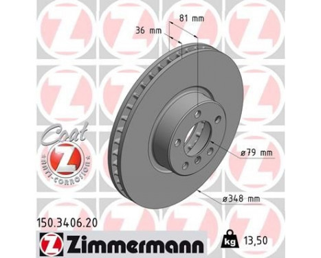 Disco de freno Coat Z 150.3406.20 Zimmermann
