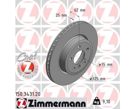 Disco de freno Coat Z 150.3431.20 Zimmermann