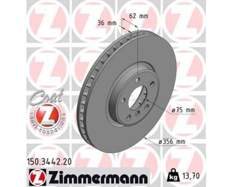 Disco de freno Coat Z 150.3442.20 Zimmermann