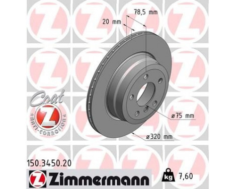 Disco de freno Coat Z 150.3450.20 Zimmermann