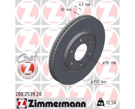 Disco de freno COAT Z 200.2539.20 Zimmermann