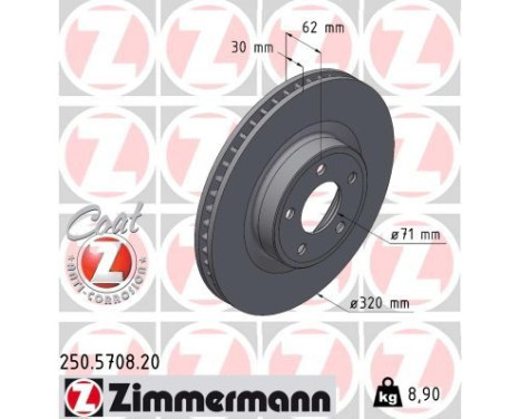 Disco de freno COAT Z 250.5708.20 Zimmermann