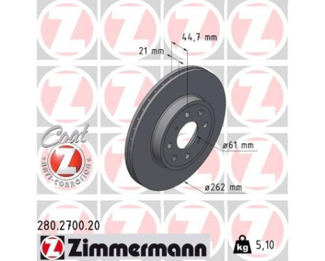 Disco de freno COAT Z 280.2700.20 Zimmermann