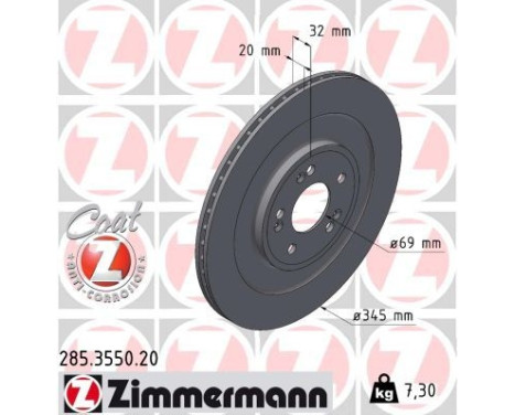 Disco de freno COAT Z 285.3550.20 Zimmermann