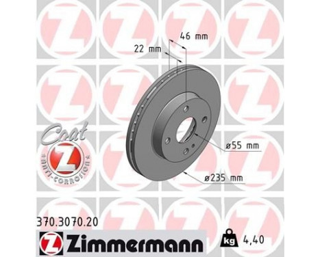 Disco de freno Coat Z 370.3070.20 Zimmermann