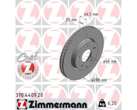Disco de freno COAT Z 370.4409.20 Zimmermann