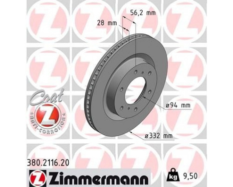 Disco de freno Coat Z 380.2116.20 Zimmermann