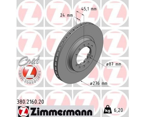 Disco de freno Coat Z 380.2160.20 Zimmermann