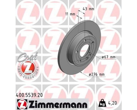 Disco de freno COAT Z 400.5539.20 Zimmermann
