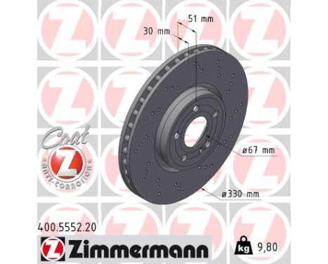 Disco de freno COAT Z 400.5552.20 Zimmermann